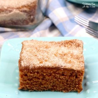 Snickerdoodle Crazy Cake is a yummy take on those depression cakes everyone loves. What makes it so crazy? It's got no eggs, milk or butter!