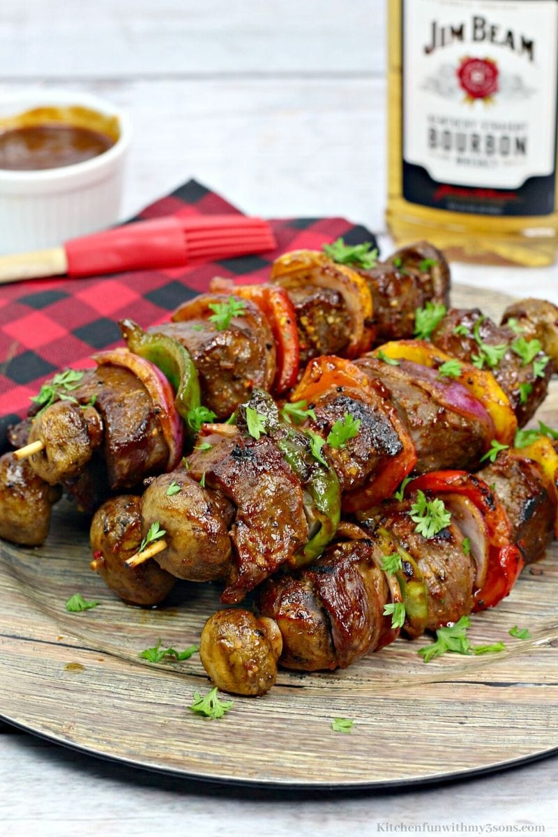 Spicy Bourbon BBQ Steak Kabobs