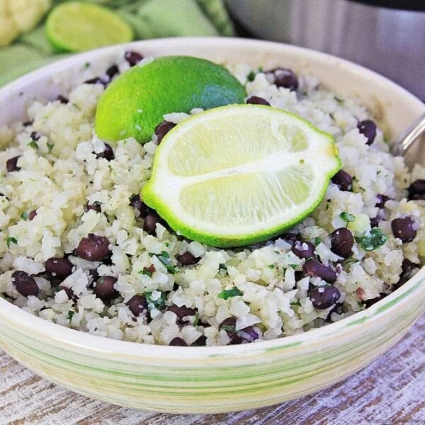 cilantro cauliflower rice in a bowl