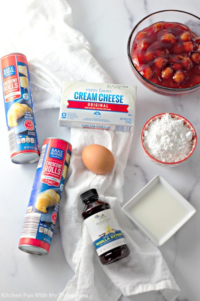 ingredients to make Cherry Cheese Crescent Ring