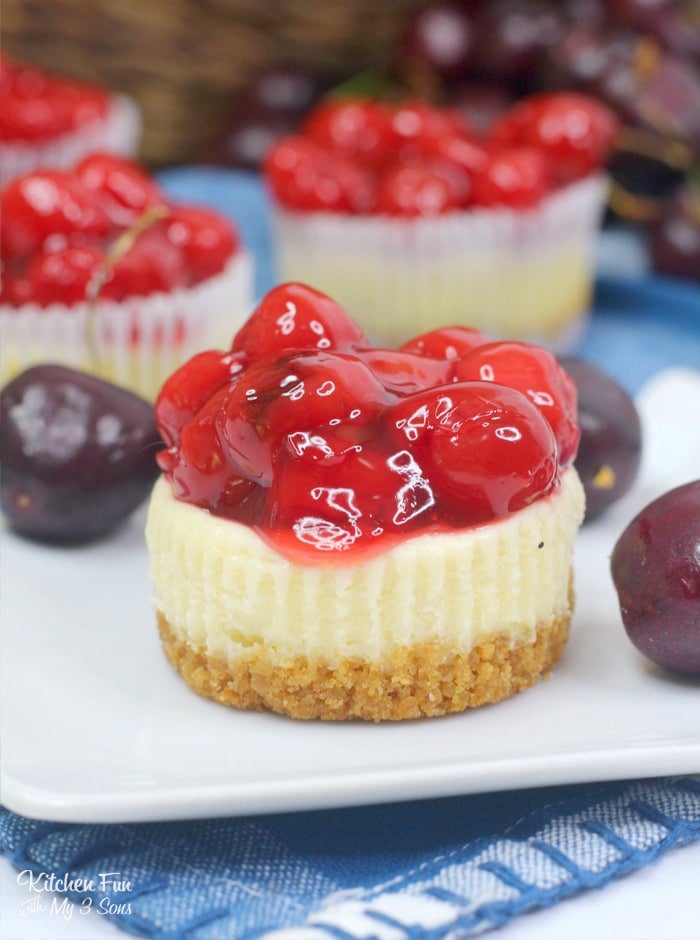 Cherry Cheesecake Cupcakes with a yummy graham cracker crust and creamy cheesecake is delicious. It's a tasty dessert that looks so pretty and is super easy to make.