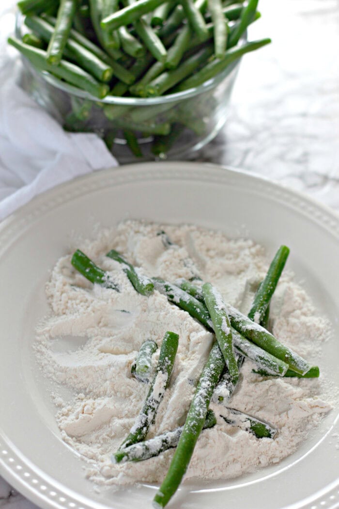 Green beans coated in flour