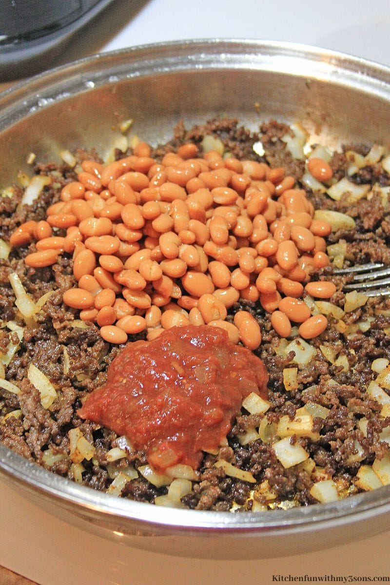 taco ingredients in a pan