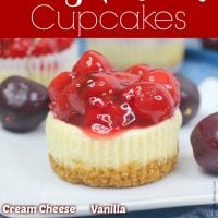Cherry Cheesecake Cupcakes with graham cracker crust.