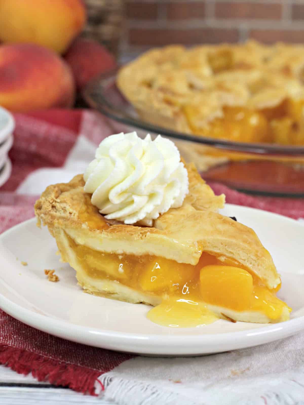 Peach Pie slice on a plate