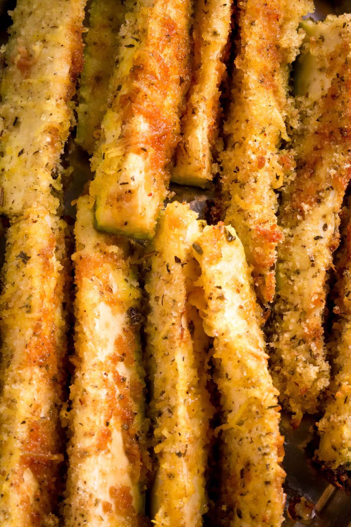 Close up of crispy zucchini fries