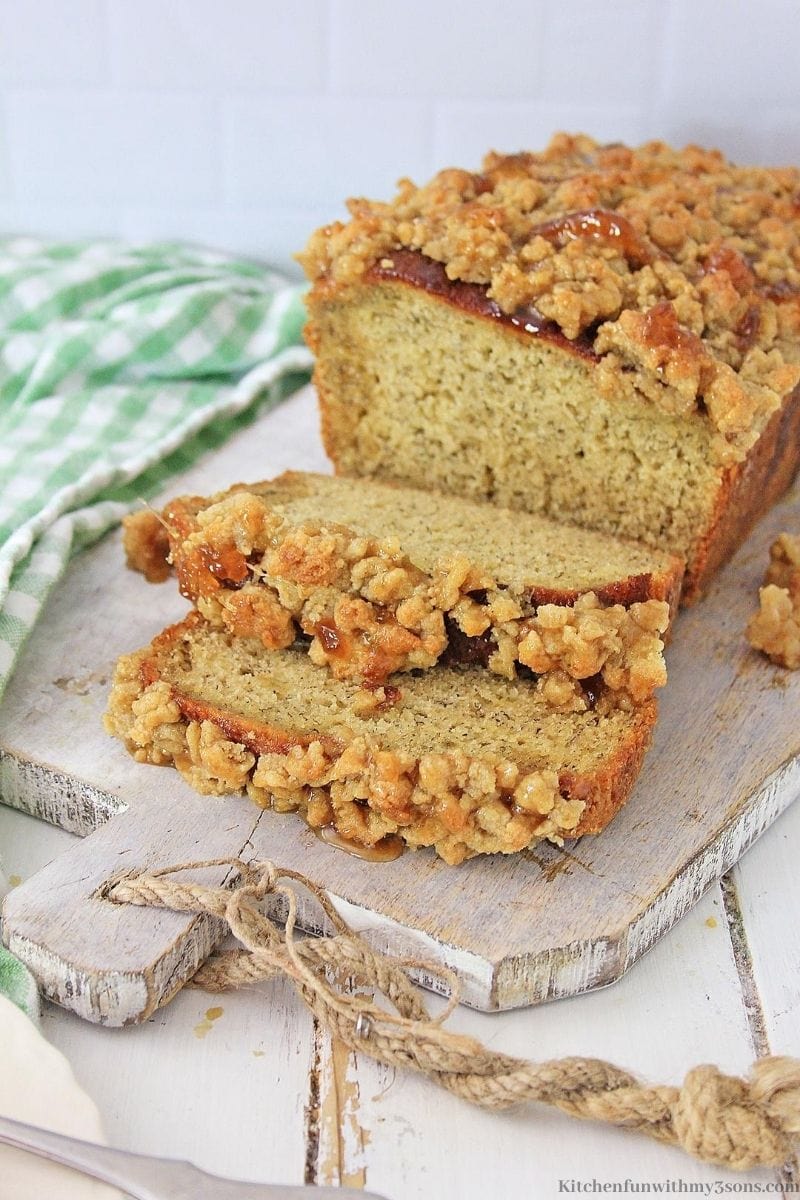 Caramel Apple Banana Bread with Streusel Topping