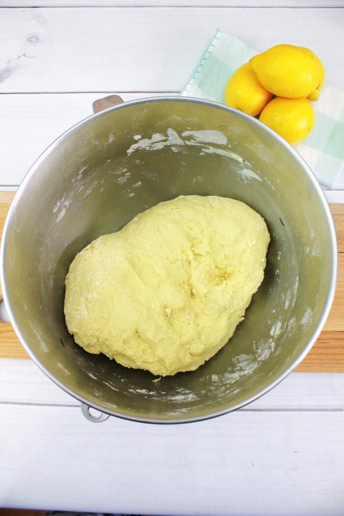 mixed dough in a bowl