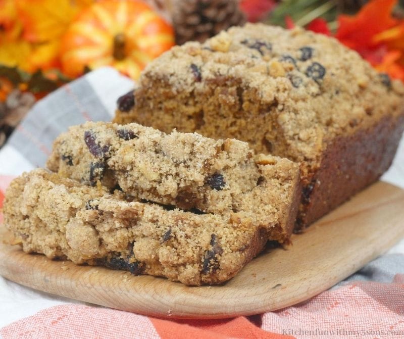 Pumpkin Cranberry Walnut Bread with Streusel Topping