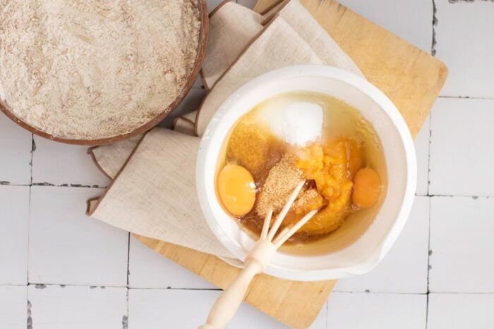 Whisking the wet ingredients