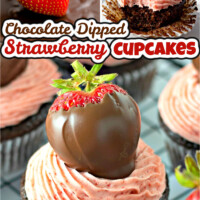 Chocolate Dipped Strawberry Cupcakes pin