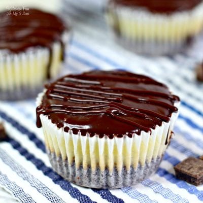Mini Chocolate Ganache Cheesecake is a delicious cheesecake layered on top of a homemade chocolate crust with chocolate ganache poured on top.