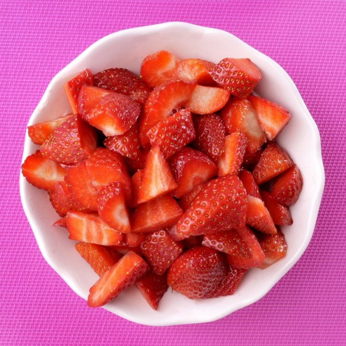 Strawberries cut into pieces