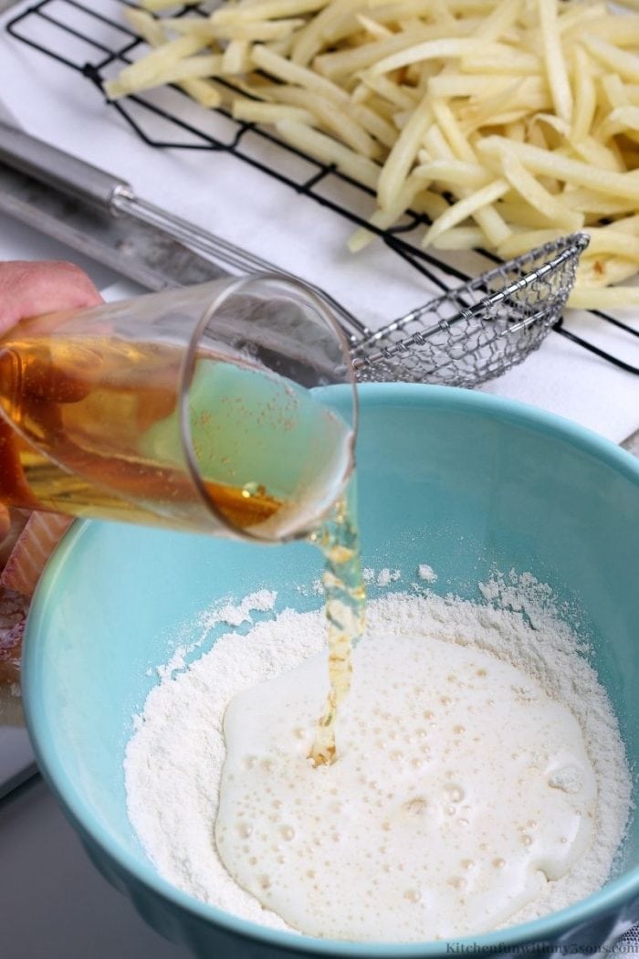 Adding beer to the batter