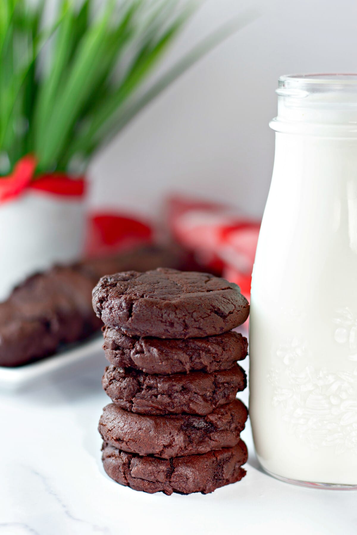 A stack of Dark Chocolate Cookies.