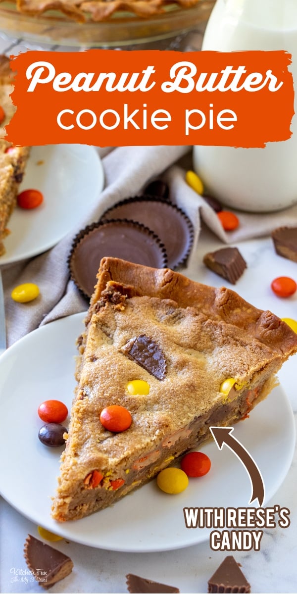Reese’s Peanut Butter Cookie Pie is every peanut butter lovers dream dessert. This delicious cross between a giant cookie and a pie is full of Reese's pieces and peanut butter cups.