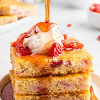 Strawberry and Cream Sheet Pan Pancakes