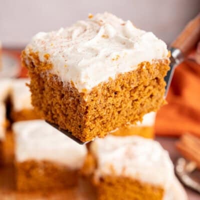 Pumpkin Bars slice on a spatula feature