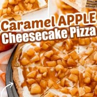 Caramel Apple Pizza with cinnamon and apple pieces.