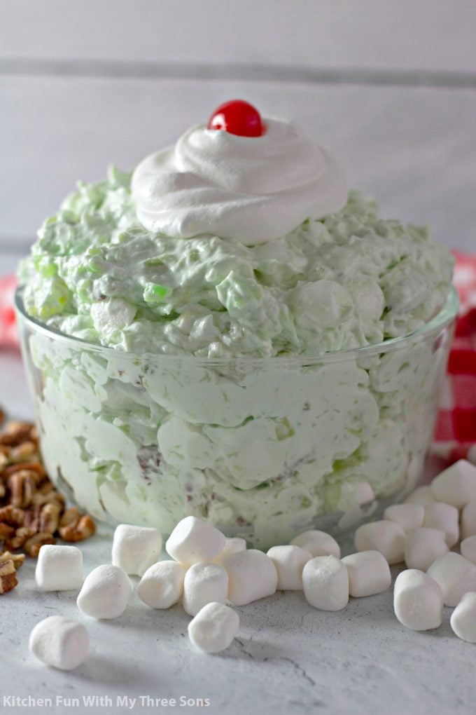Easy Watergate Salad with mini marshmallows and pecans