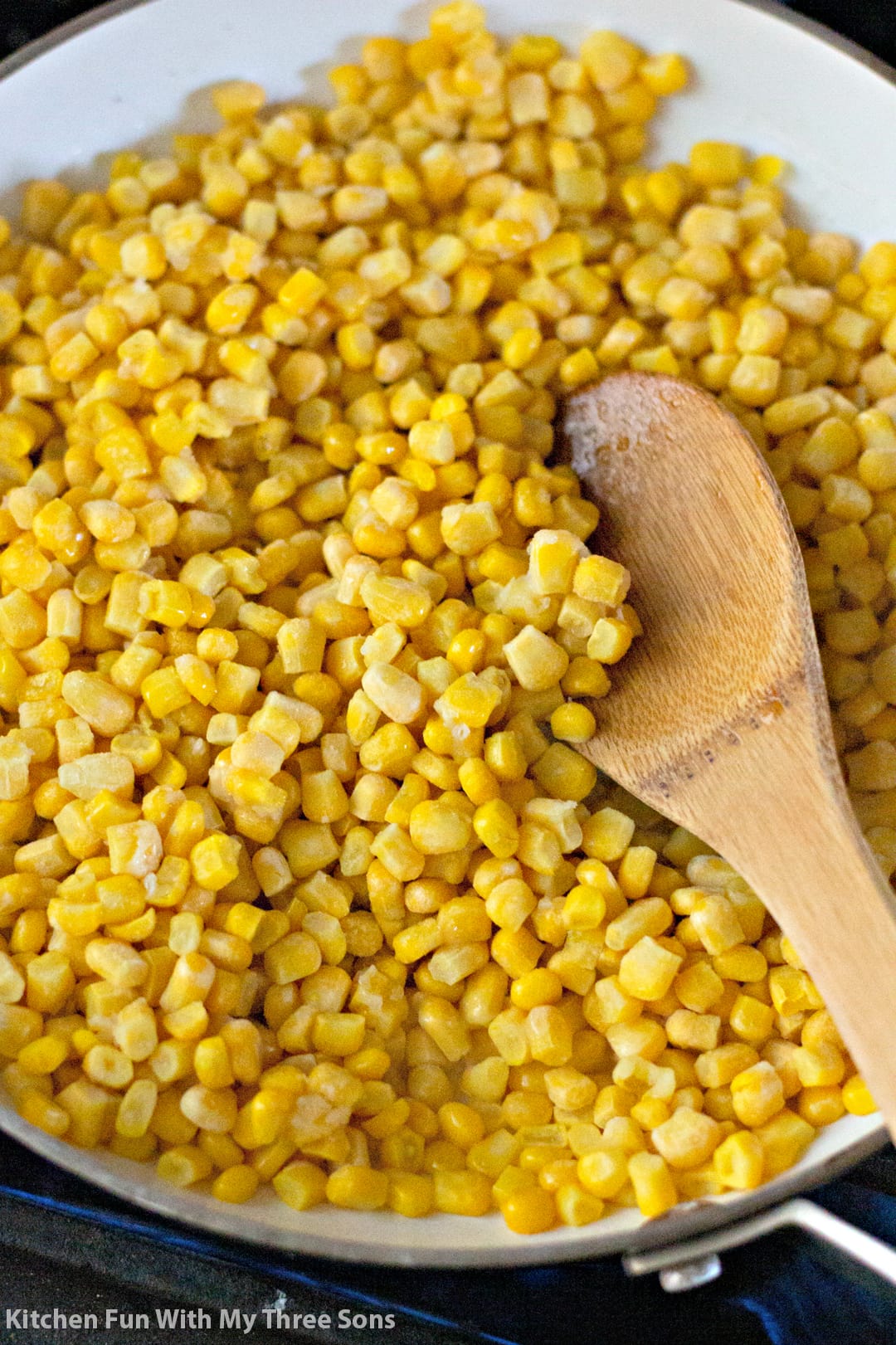 cooking corn in a skillet