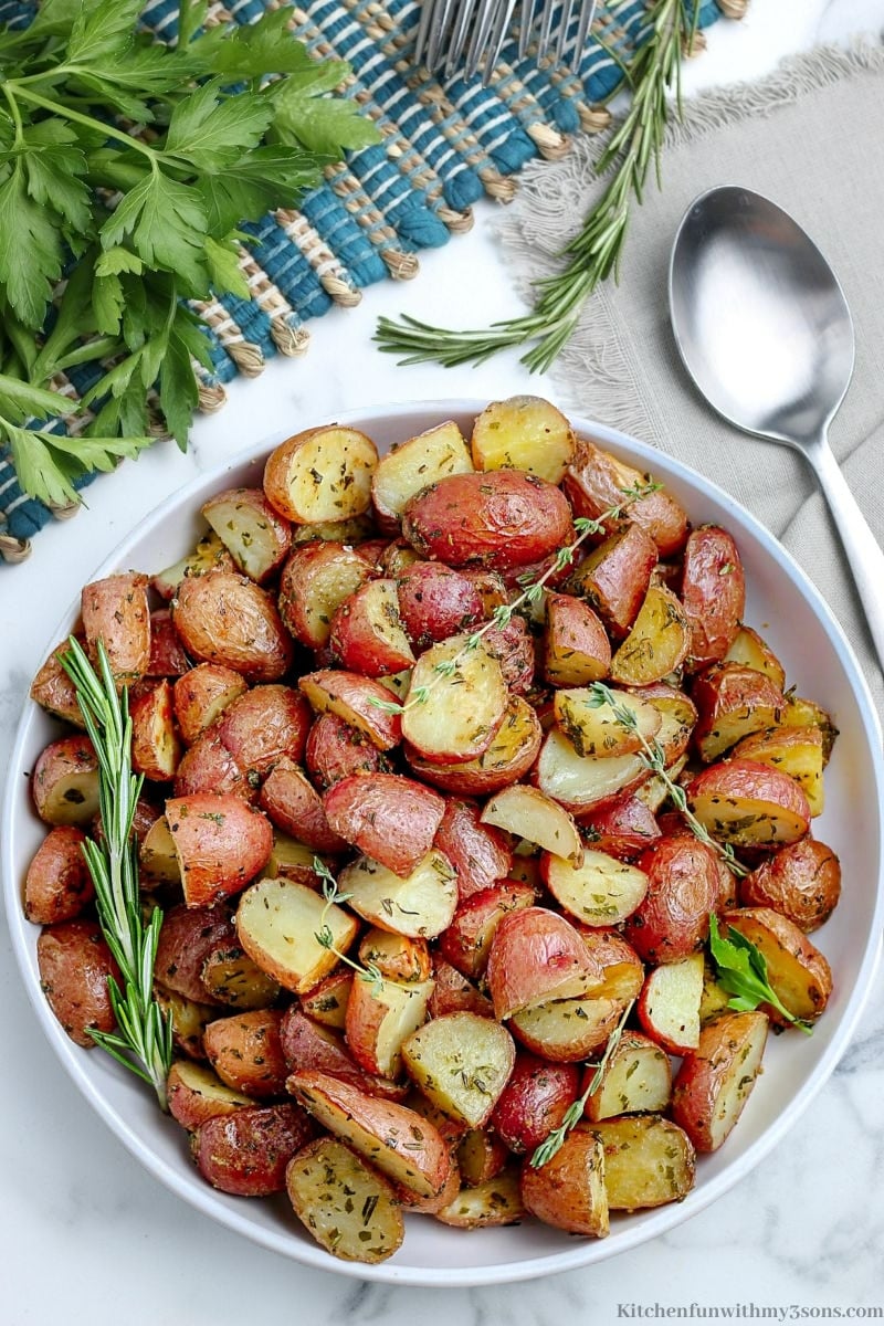 A bowl of oven roasted potatoes