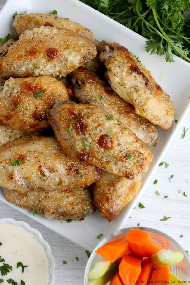 Baked Ranch Chicken Wings on a serving platter.
