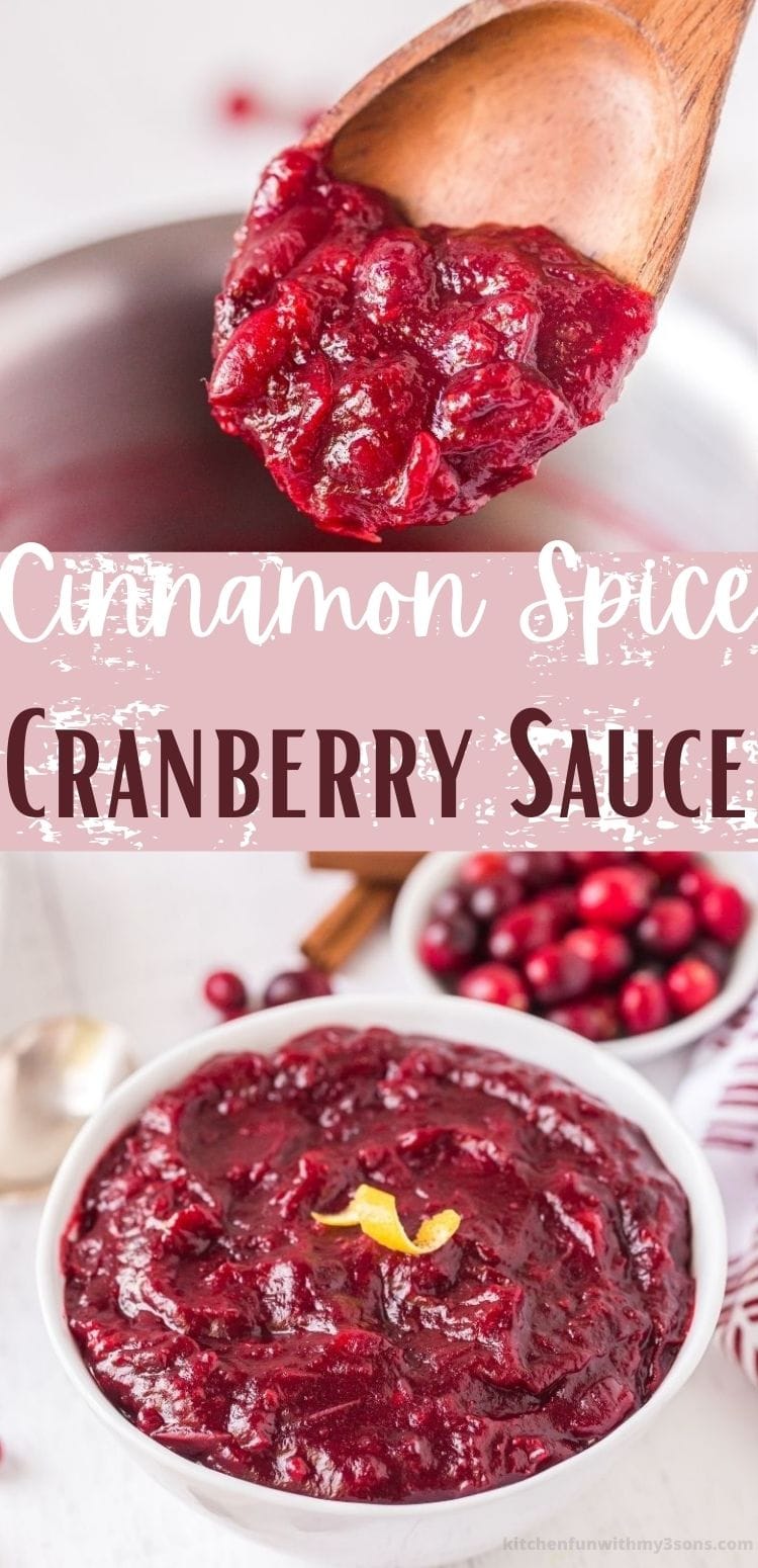 Cinnamon Spice Cranberry Sauce in a white bowl