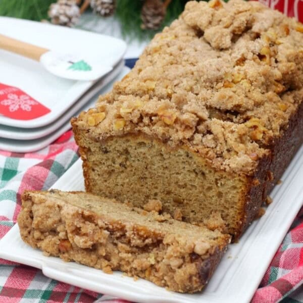 Coffee Cake Banana Bread on a platter