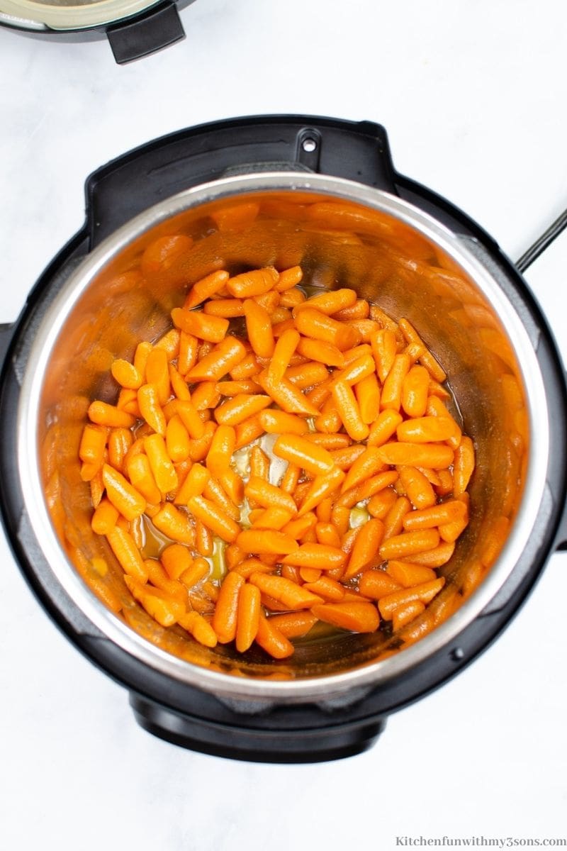 Carrots cooking in the instant pot.