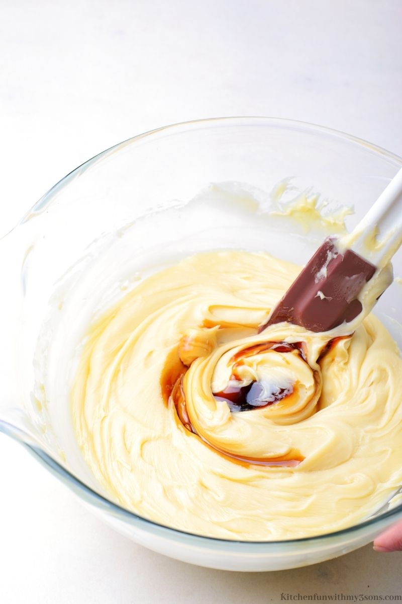 Adding the vanilla into the white chocolate.