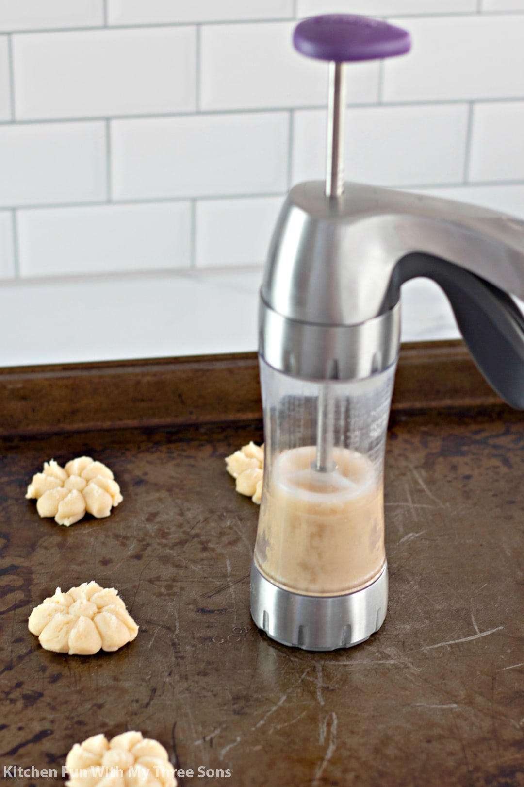 Cookie dough in a cookie press