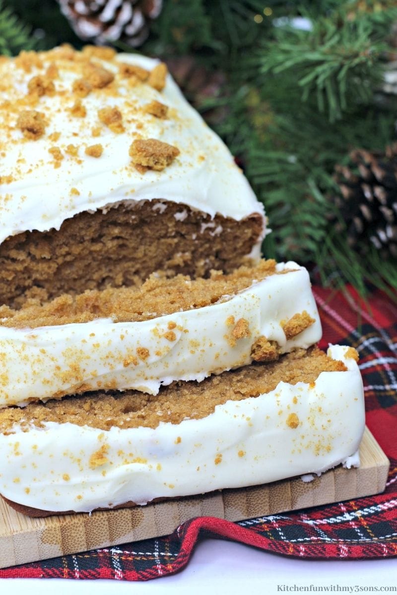 The Best Gingerbread Loaf sliced into pieces.