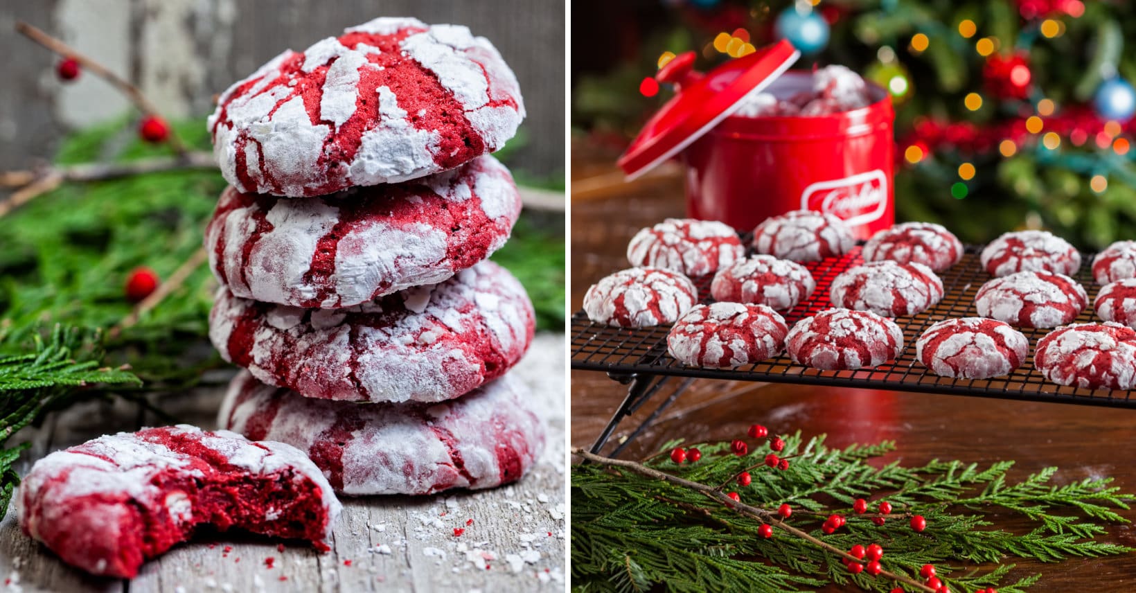 Red Velvet Crinkle Cookies [kitchenfunwithmy3sons.com]