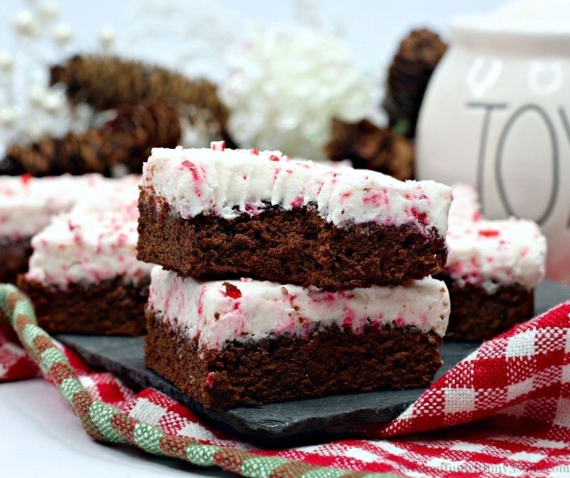 Candy Cane Brownie with a bite taken out of it.
