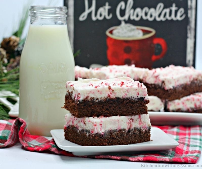 Candy Cane Brownies Recipe on a serving plate.
