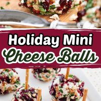Pinterest title image for Holiday Mini Cheese Balls