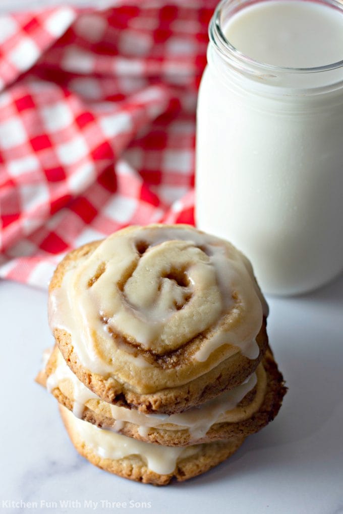 Frosted Cinnamon Roll Cookies with classic frosting