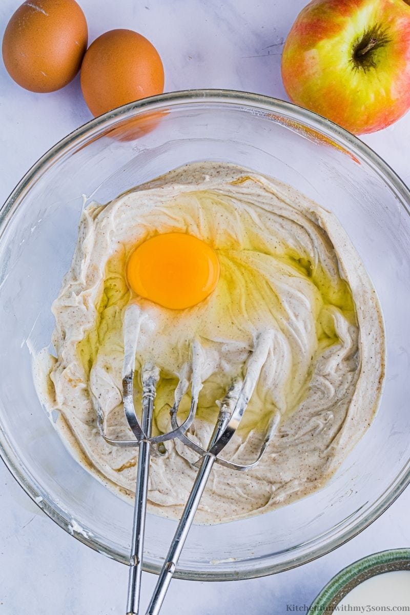 Cream cheese mixture with eggs.