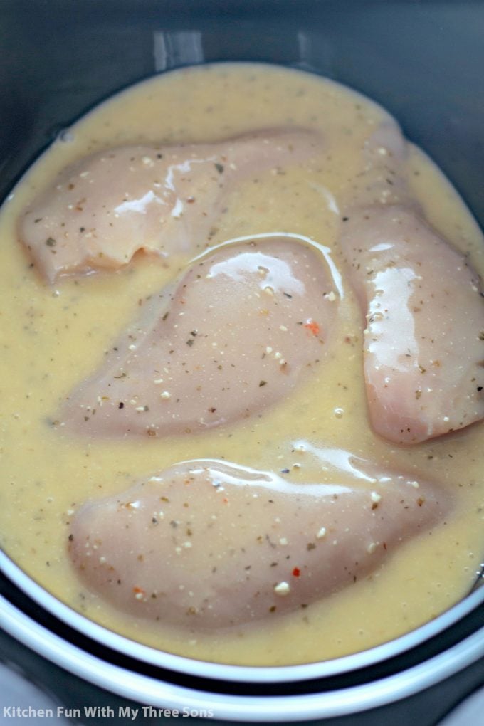 chicken and dressing in a Crock Pot
