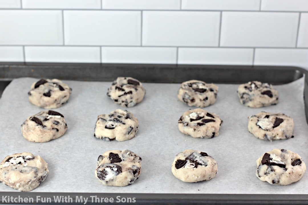 cookie dough on a cookie sheet