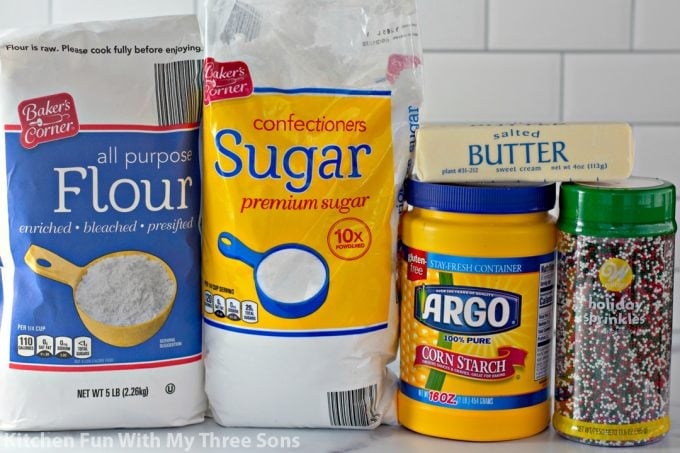 ingredients to make Whipped Shortbread Cookies