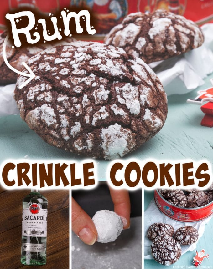 Chocolate Rum Crinkle Cookies