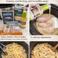 Slow Cooker Olive Garden Chicken Pasta pin