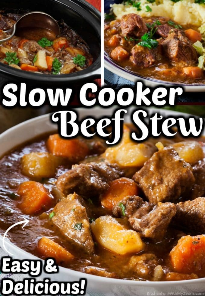 Slow Cooker Beef Stew is a cold weather favorite. With pan-seared beef, Yukon potatoes, onions, carrots and garlic in a creamy beef broth, this dinner will warm everyones bellies.