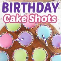 Birthday Cake Shots made with Rum Chata, Cake Vodka and vanilla frosting around the edges are every grown-ups favorite way to celebrate getting older.