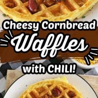 Cheesy Cornbread Waffles with Chili