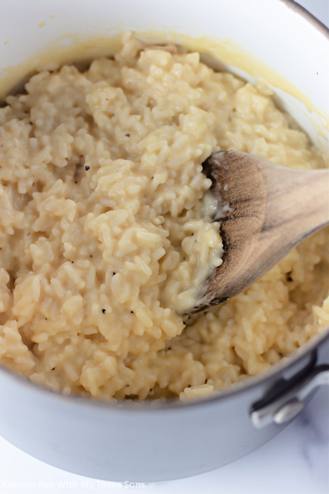 stirring 5 Ingredient Souper Rice in a pot