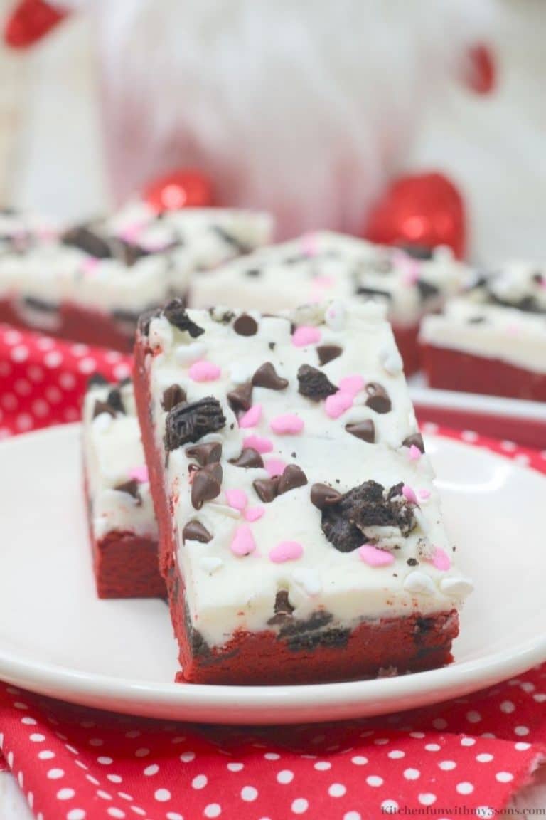 Red Velvet Cookie Bars - Kitchen Fun With My 3 Sons