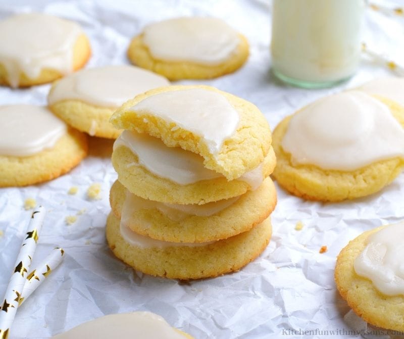 Vanilla Meltaway Cookies stacked on top of each other.